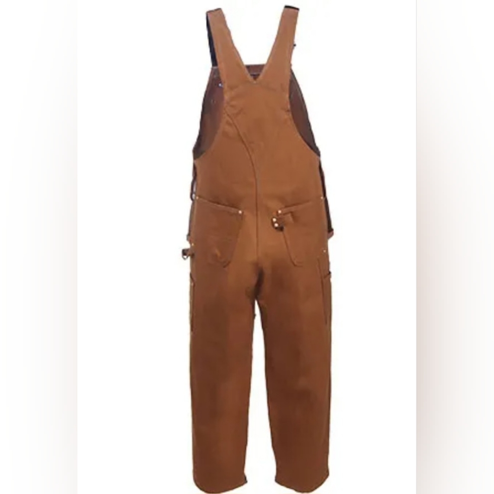 NWT- Carhartt Overalls: Men's R28 BRN Cotton Duck Carpenter Bib Overalls - Picture 4 of 7